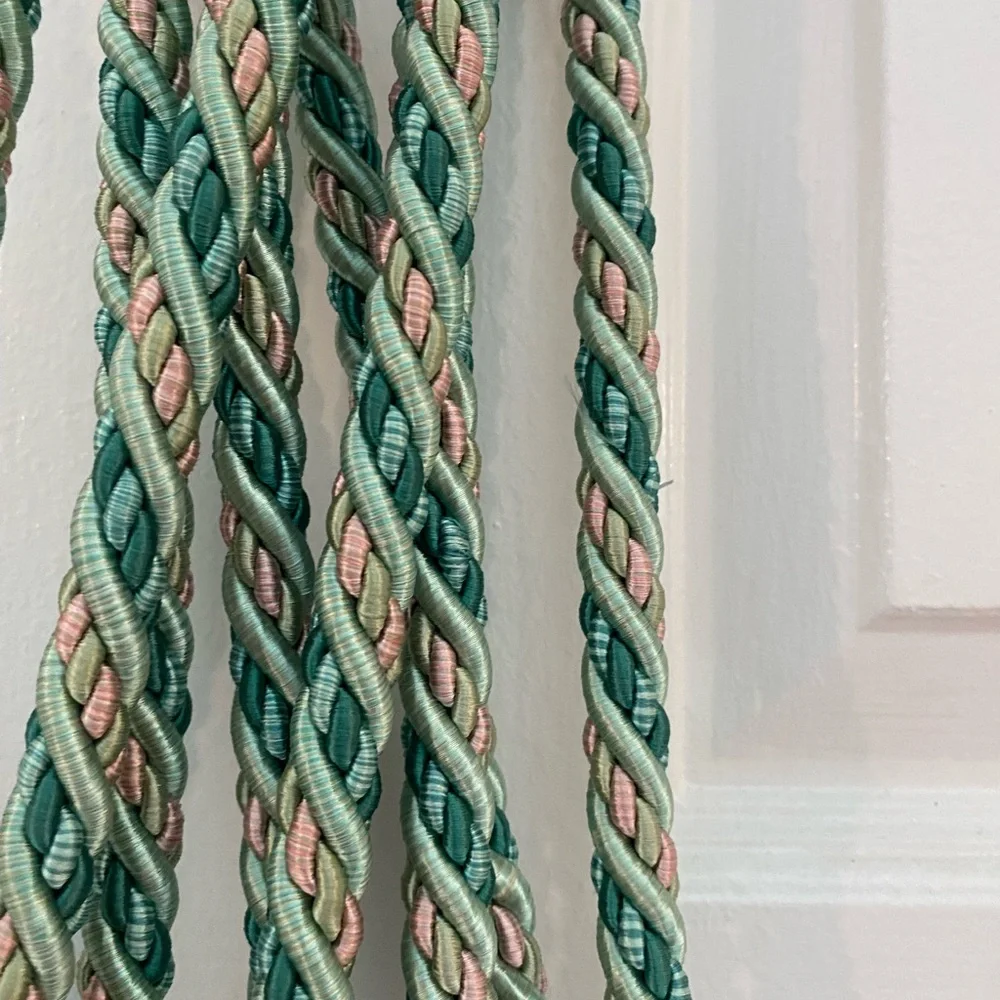 Houles Paris Gorgeous & Elegant Green & Pink Tassel Curtain Tiebacks NWT